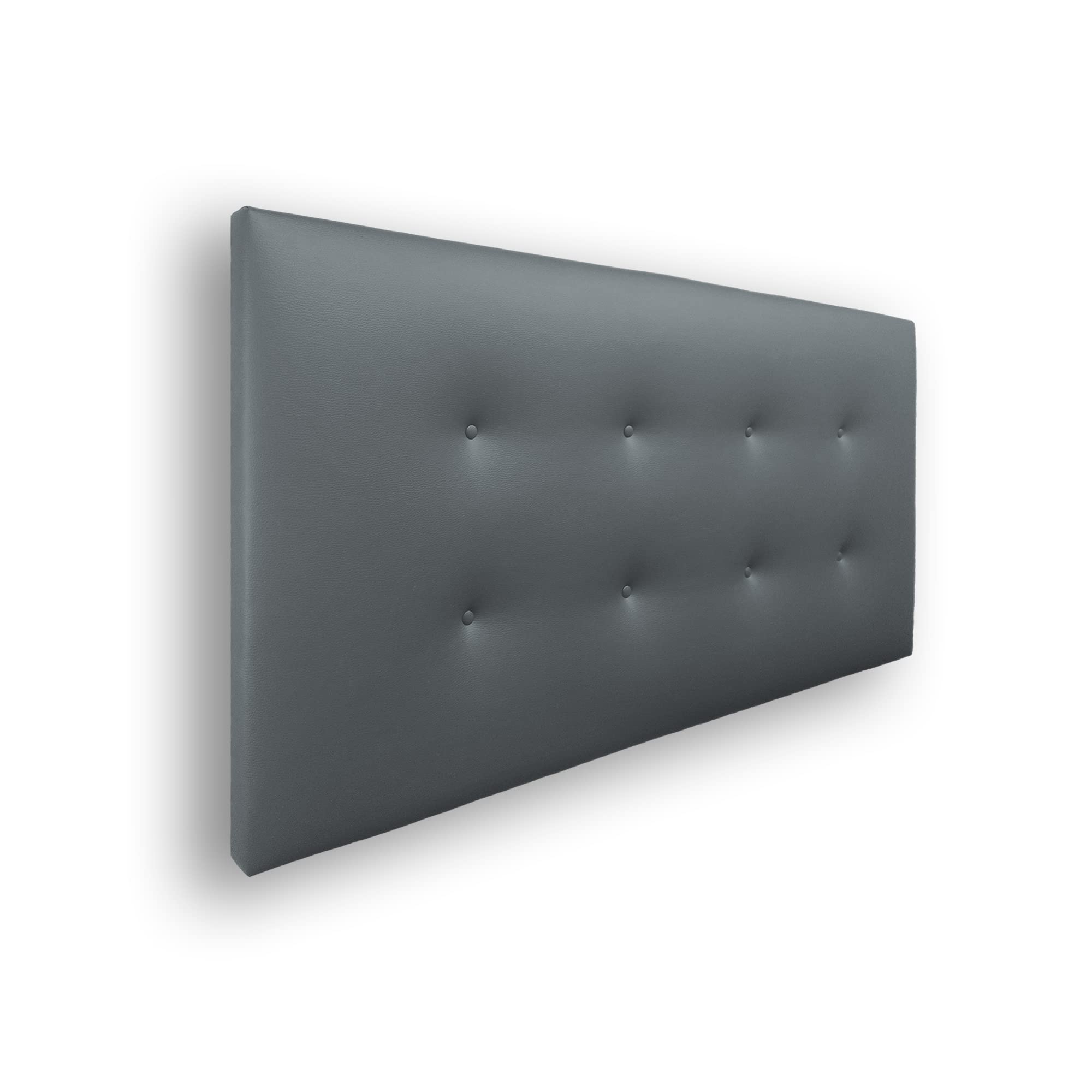 Silcar Home - Cabecero de Cama Carlo - Estructura de Madera, Tapizado en Polipiel Blanco, Diseño Moderno con Botones, Fácil Instalación - Polipiel Gris, 150 cm