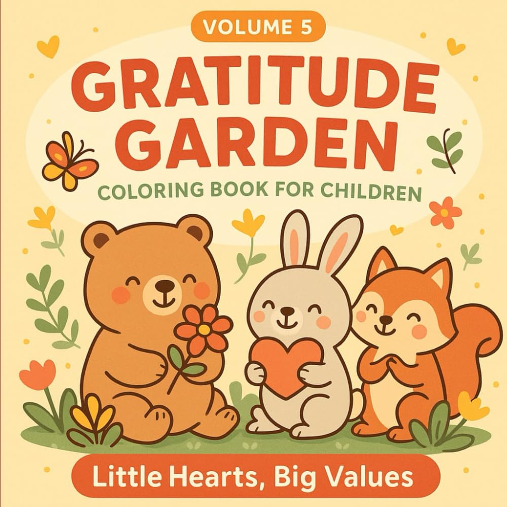 Gratitude Garden: Joyful Coloring Pages That Teach Thankfulness, Positivity & Appreciation (Little Hearts, Big Values Coloring Series)