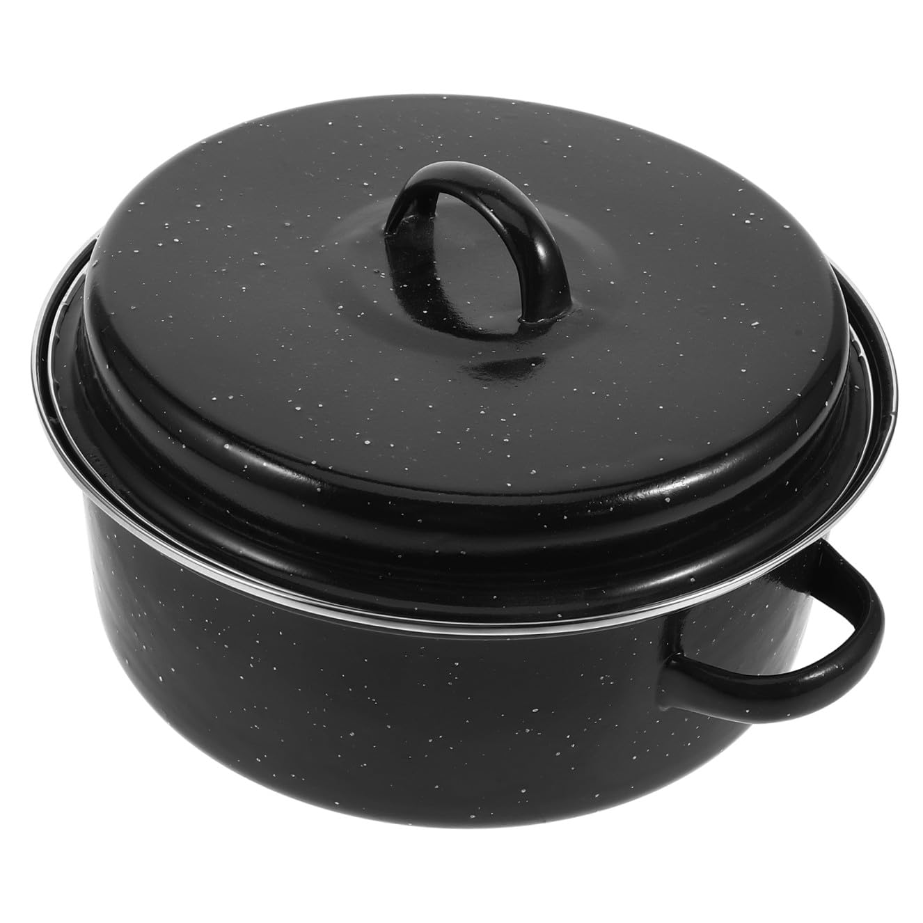 Bräter und Bratform mit Deckel aus Eisen Emaillierter als Kartoffeltopf Schwarzer Verschleißfester Boden zum Kochen für Backofen