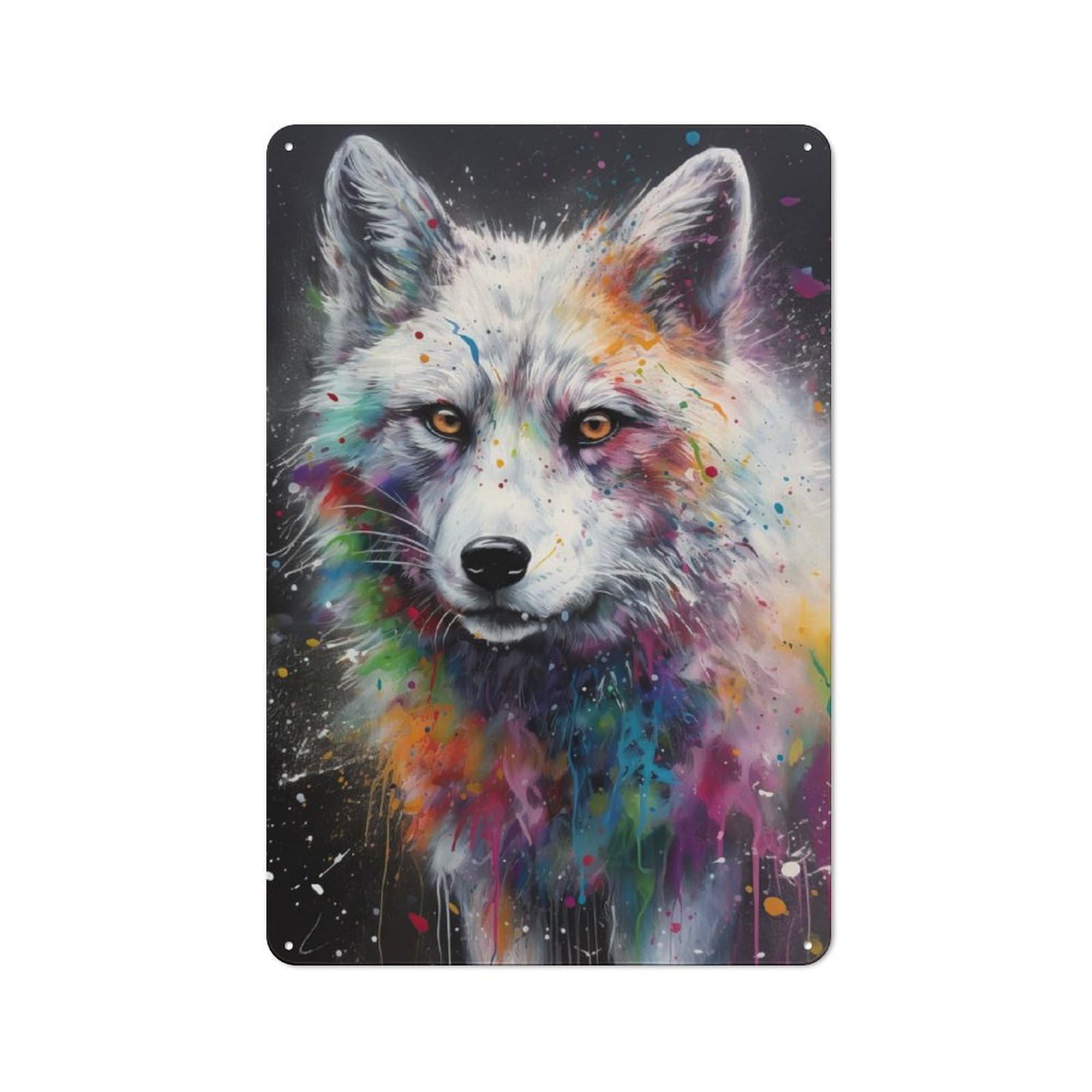 Junmoney Fox Painting Metal Wall Plaque With Design 30X20cm, Old Fashioned Vintage Wall Decor For Living Room, Hallway, Kitchen Or Cafe