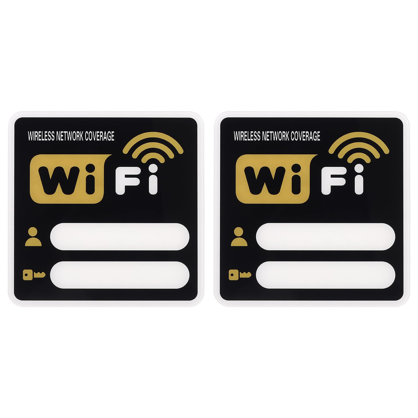 PATIKIL 6" x 6" Wifi Password Sign, 2 Pcs Acrylic WiFi Sign Self Adhesive Writable Free Network Service Notice Board for Guest Room Host Home Office Hotel Restaurant Cafe, Gold