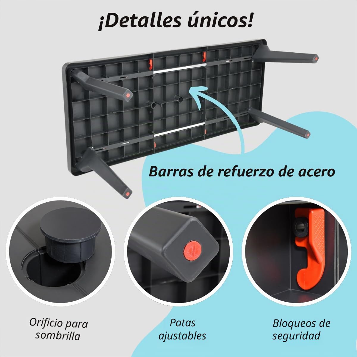 Tomaino - Mesa de jardín extensible de plástico Berg160/220 x 90 x 74h cm - Mesa de exterior con extensión (new antracita)