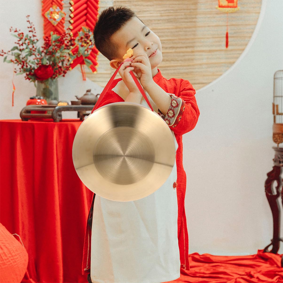 Gong Chino de Percusión Tradicional Gong de Mano Martillo Instrumento de Percusión para Opera y Practica Varios estilos