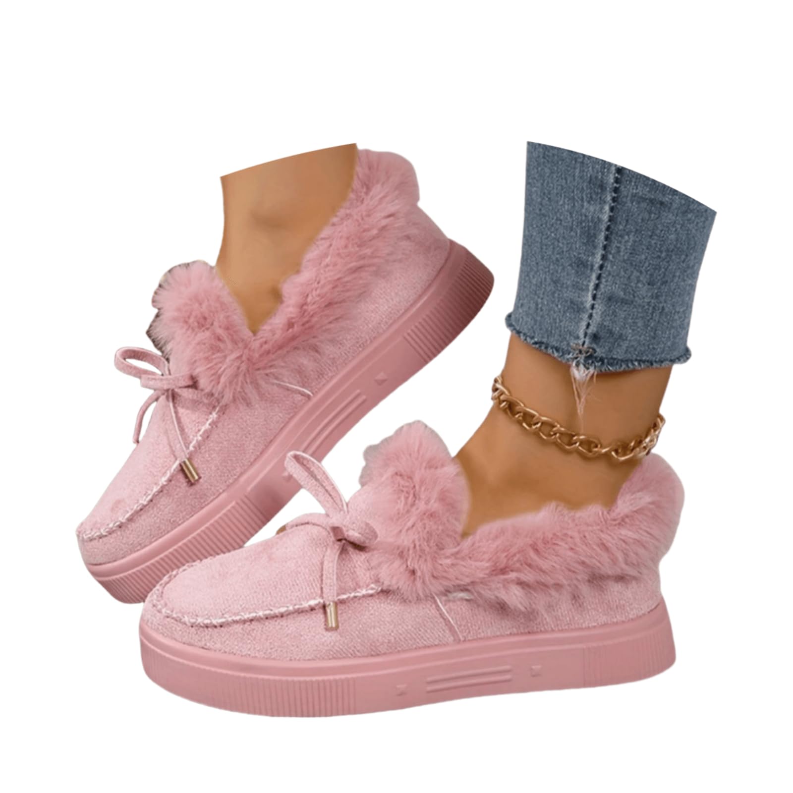 Winter Boots For Women 2025 Snow Boots Warm Ankle Booties Slip On Fur Lined Comfortable Fashion Casual Loafers Shoes