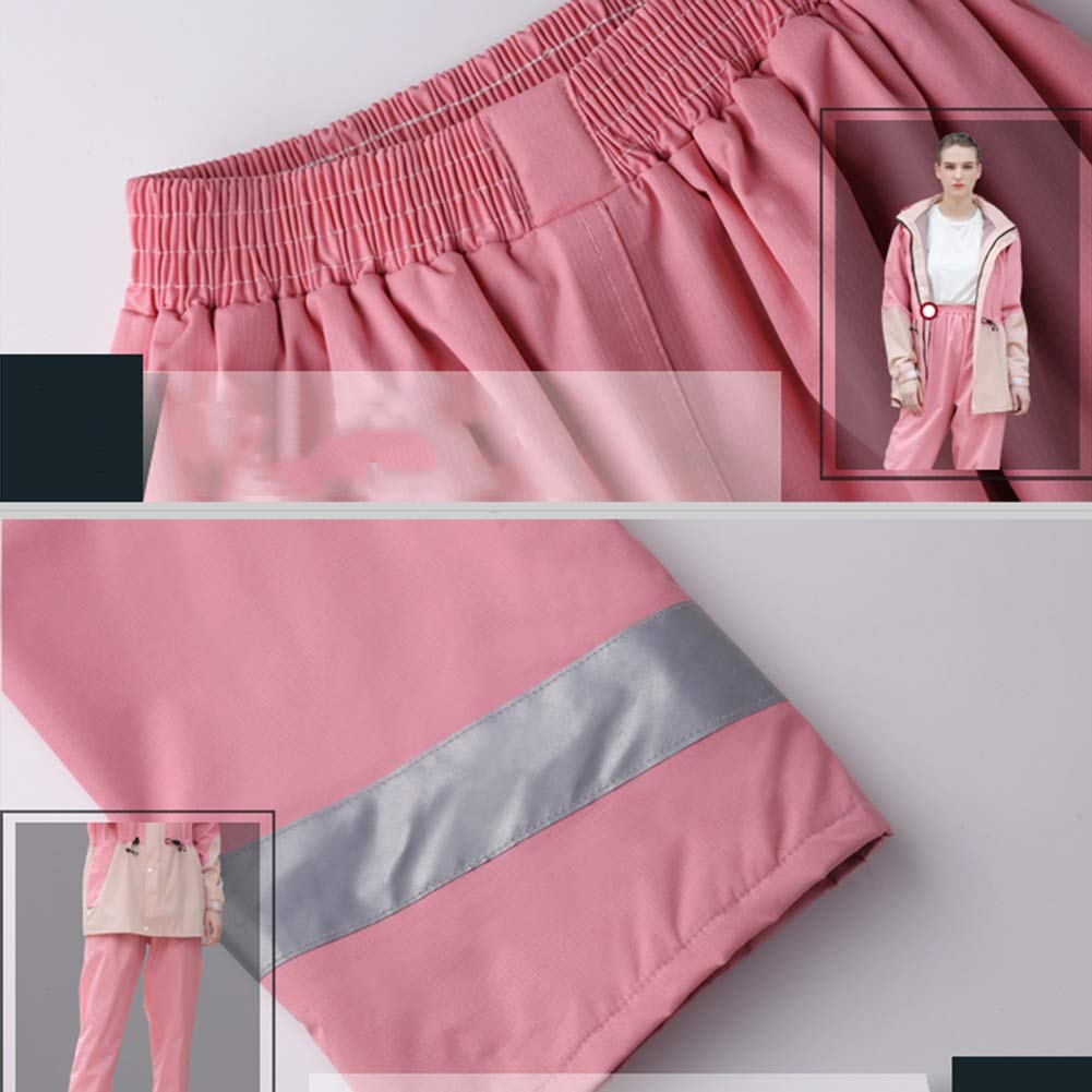 Wasserdichter Anzug Regenjacke Männer Frauen Regenanzug Regenmantel mit Kapuze wasserdichte Jacke/Hose Regenbekleidung Schneemantel Ski (Farbe : Rosa, Größe : L)