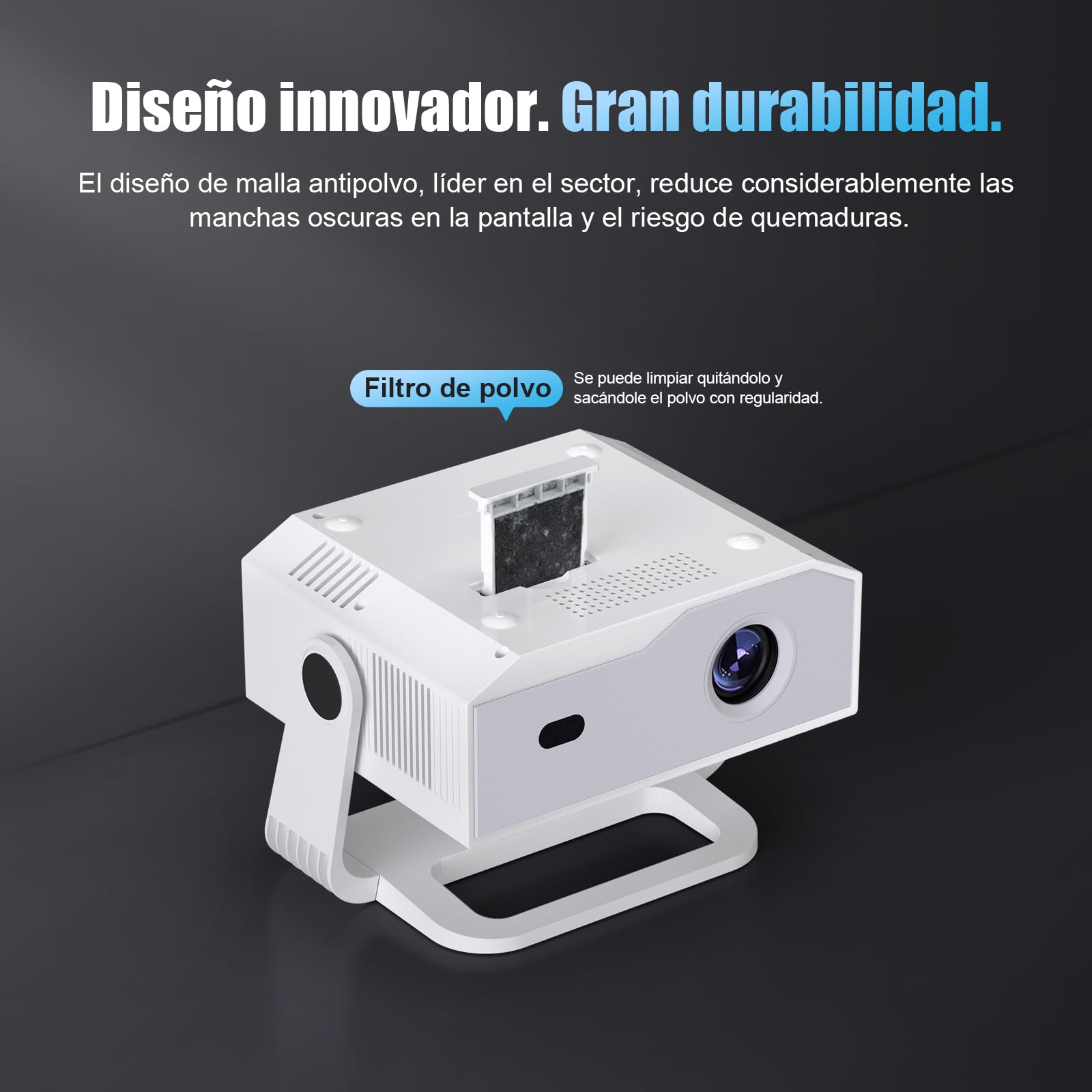 2026 Upgraded Proyector Portátil | Soporta 4K/1080P , 300ANSI, Android TV,WiFi6 + BT 5.4,Enfoque eléctrico y Corrección Trapezoidal Automáticos,Rotación de 270°