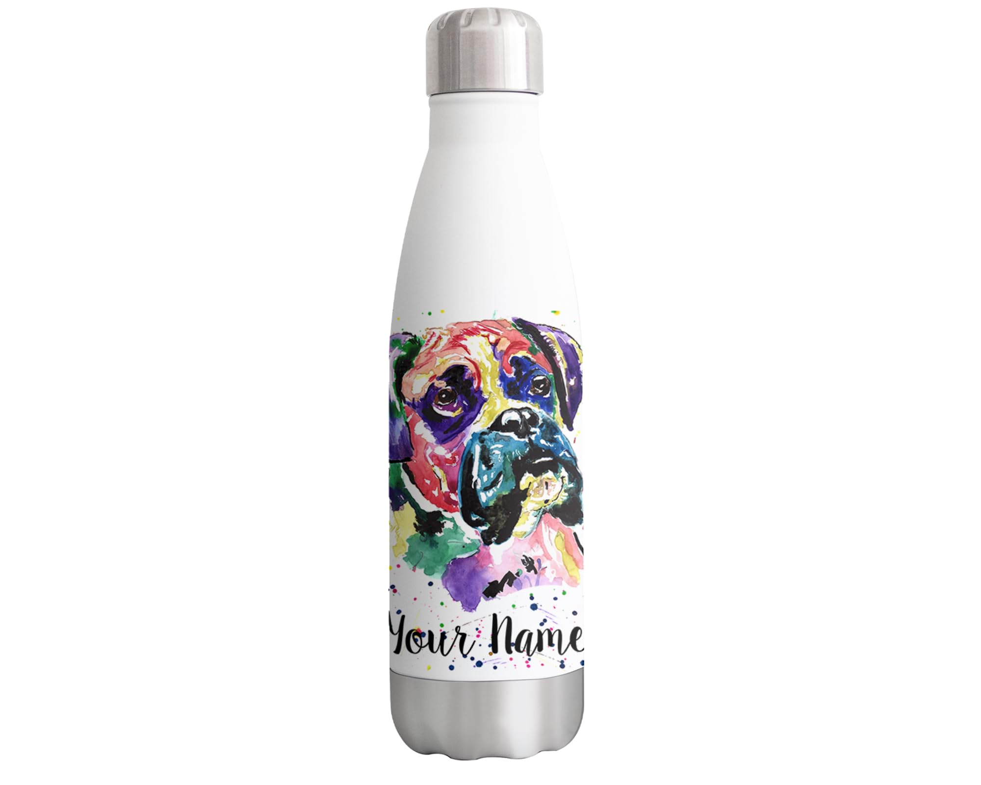 Boxer Personalised Custom Bottle with your Text/name Bully Dog pet 500ml