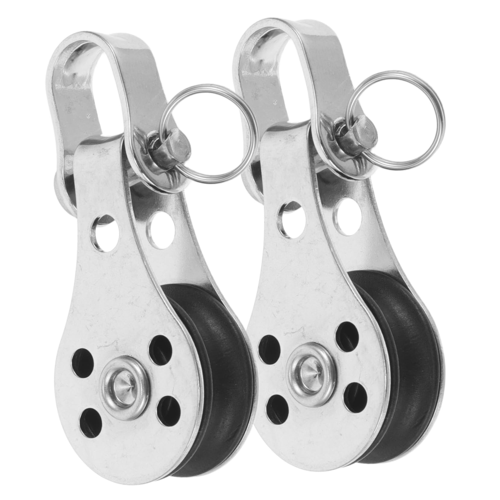 Milisten 2pcs Stainless Steel Pulley Blocks Heavy Duty Nylon Pulley Kit for Kayak Sailing Boating User-Friendly Smooth Sliding Design for Outdoor Adventure Gear
