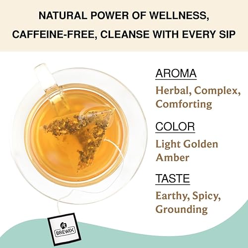 Vista 238 de BREWIX Bolsas de té de albahaca sagrada (15 bolsas de té piramidales) Camiseta con hojas de tulsi y manzanilla Sin cafeína, té de hierbas