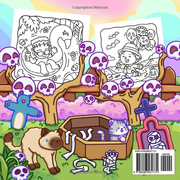 Spoomer: Coloring Book for Adults and Teens Featuring Super Cute Spooky Friends in Comfy Summer Moments for Relaxation and Stress Relief image 3