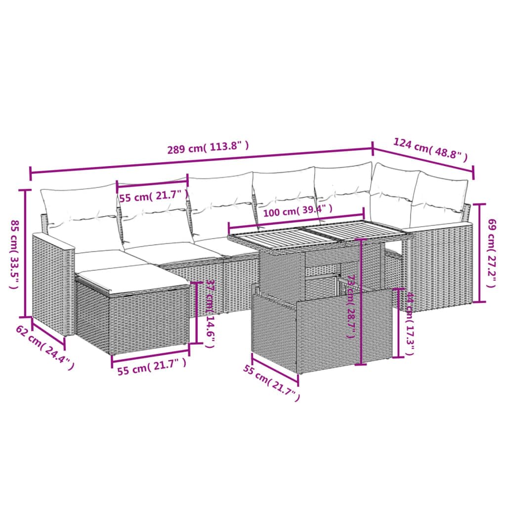 Set Divani da Giardino con Cuscini 8 pz Nero in Polyrattan Resistente agli Agent Atmospheric, per Veranda, Terrazza e Patio per Spazi di Relax, Pranzo e Conversazione all'aperto