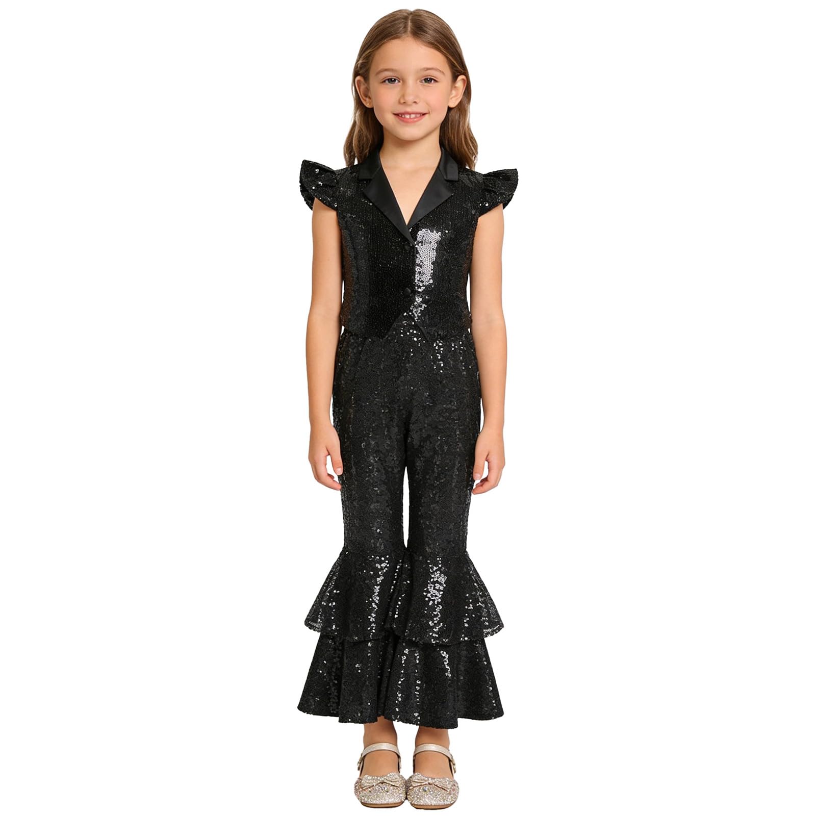 inlzdz Bambina Costumi Ballo Hip Hop Bambini Camicie Per Ragazze Giacca Corta Streetwear Abbigliamento Hip Hop Con Sequine Danza