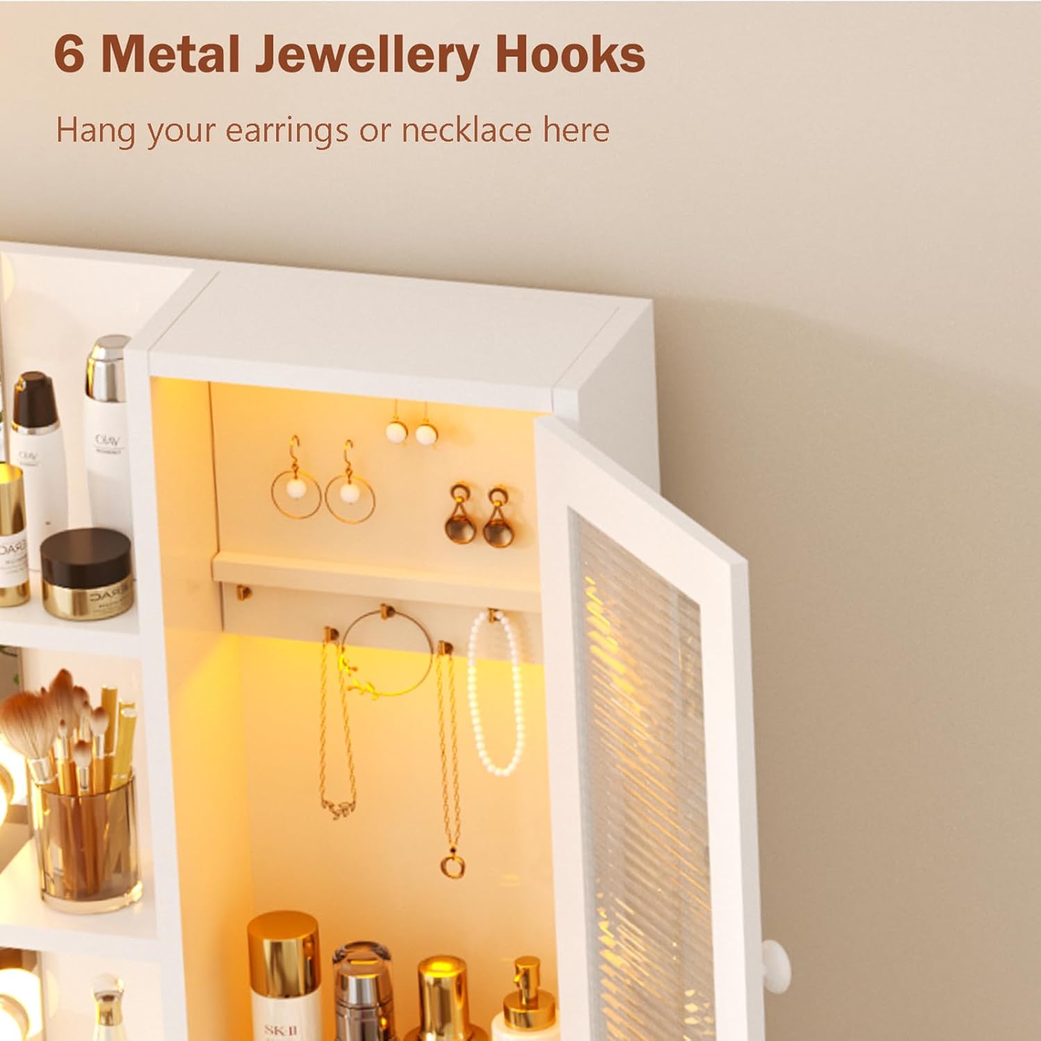 Jewelry Hooks inside Vanity Cabinet