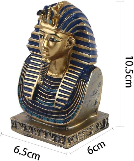 BESPORTBLE Egyptian Pharaoh Bust Statue Resin King TUT Sculpture Desktop Decor Historical Egyptian Home Ornament for Office and Living Room