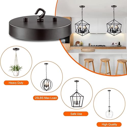 Miniatura 6 de Qc Kit de toldo de luz de techo, 6 pulgadas, placa de cubierta de lámpara para tapa de araña o luz colgante, placa de cubierta de luz de techo con