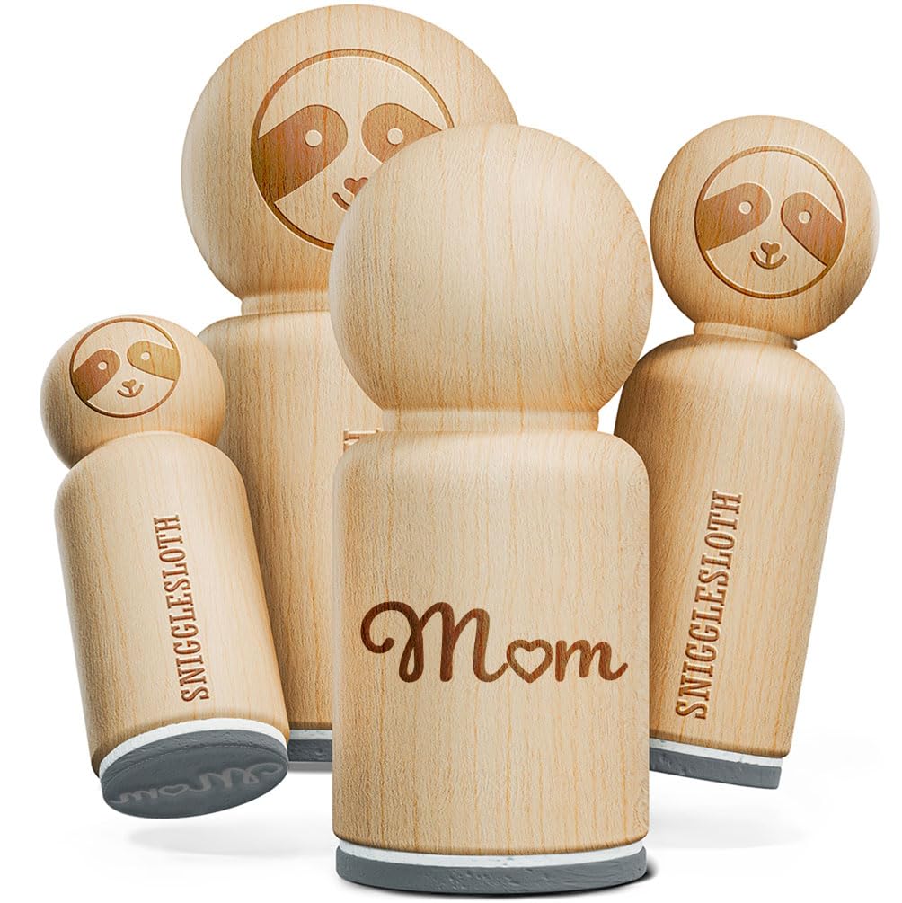 Mom with Heart Rubber Stamp for Stamping Crafting Planners - 3/4 Inch Small