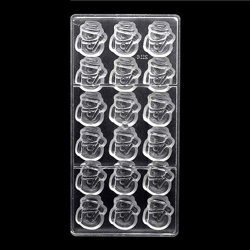 Molde de chocolate de policarbonato transparente de 18 agujeros para Navidad, muñeco de nieve de Navidad, molde de fabricación de caramelos, moldes