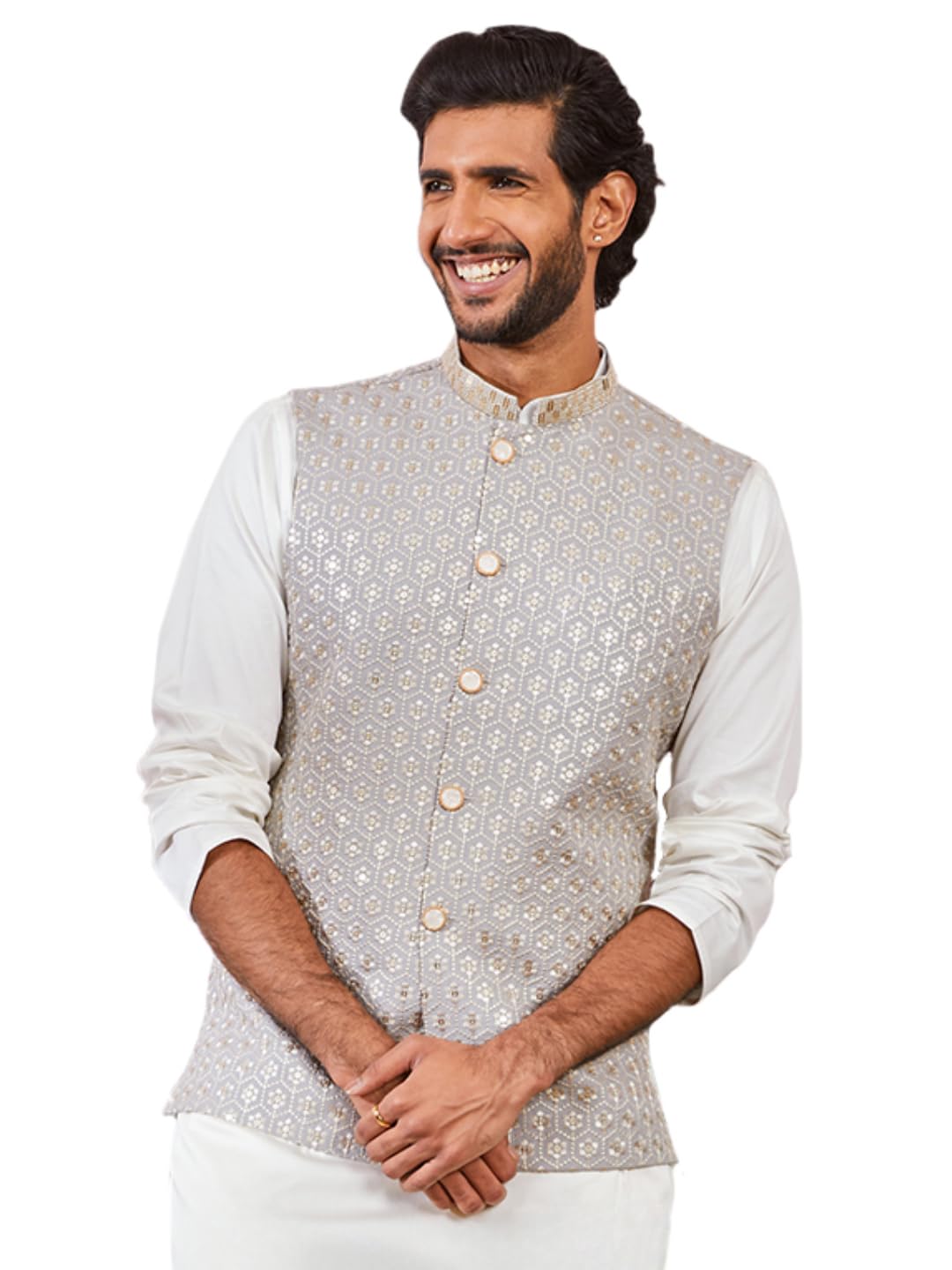 vastramay Men's - Nehru Jacket - This men's embroidered Nehru jacket,perfect blend of elegance and tradition.-picture-46