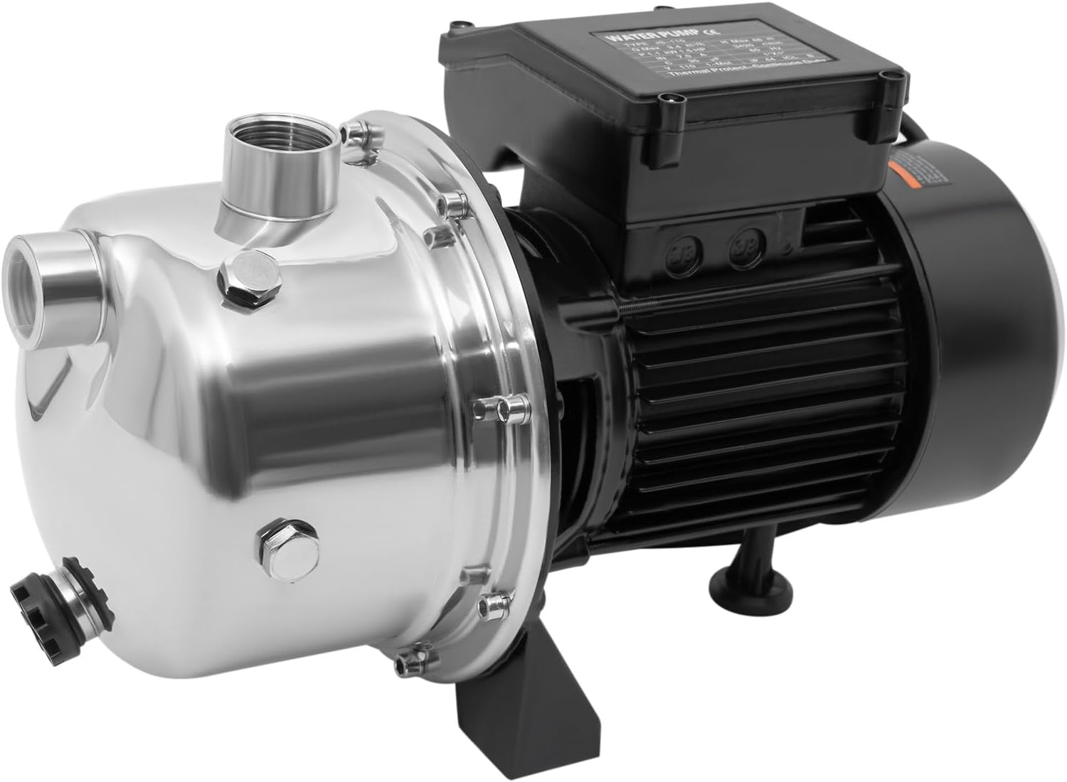 1.5HP Shallow Well Jet Pump, 115V, Stainless Steel Construction, 1200GPH Flow for Lawn Irrigation, Garden Sprinkler and Farm Water Transfer