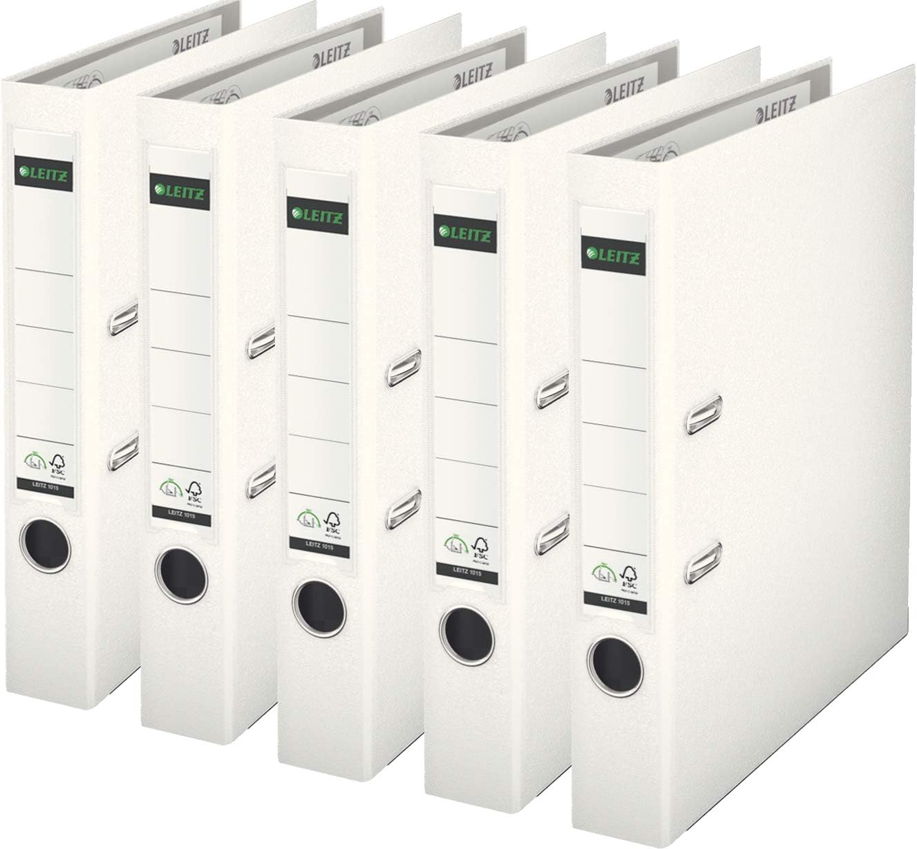 Leitz 10155001 Quality Folder Plastic Cover Document Holder Filing Products (A4, 5.2 cm Spine Width) White (Pack of 5)