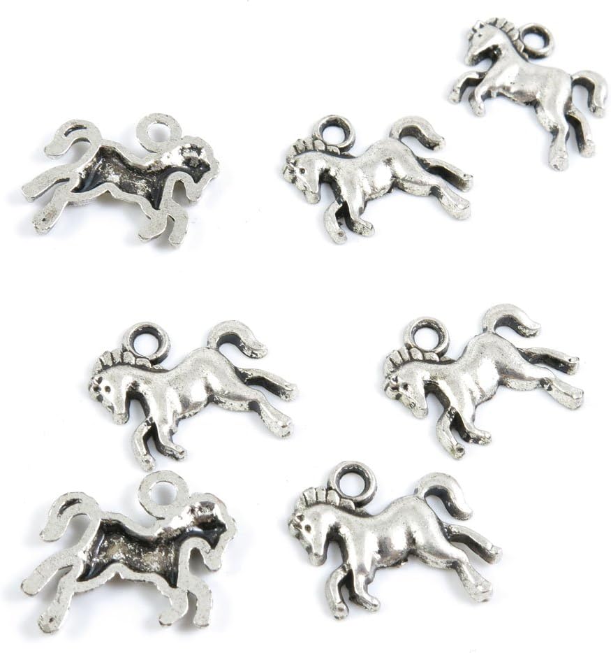 100 Pieces Jewelry Making Charms Antique Silver Tone for Necklace Pendant Bracelet I0NJ2 Running Horse