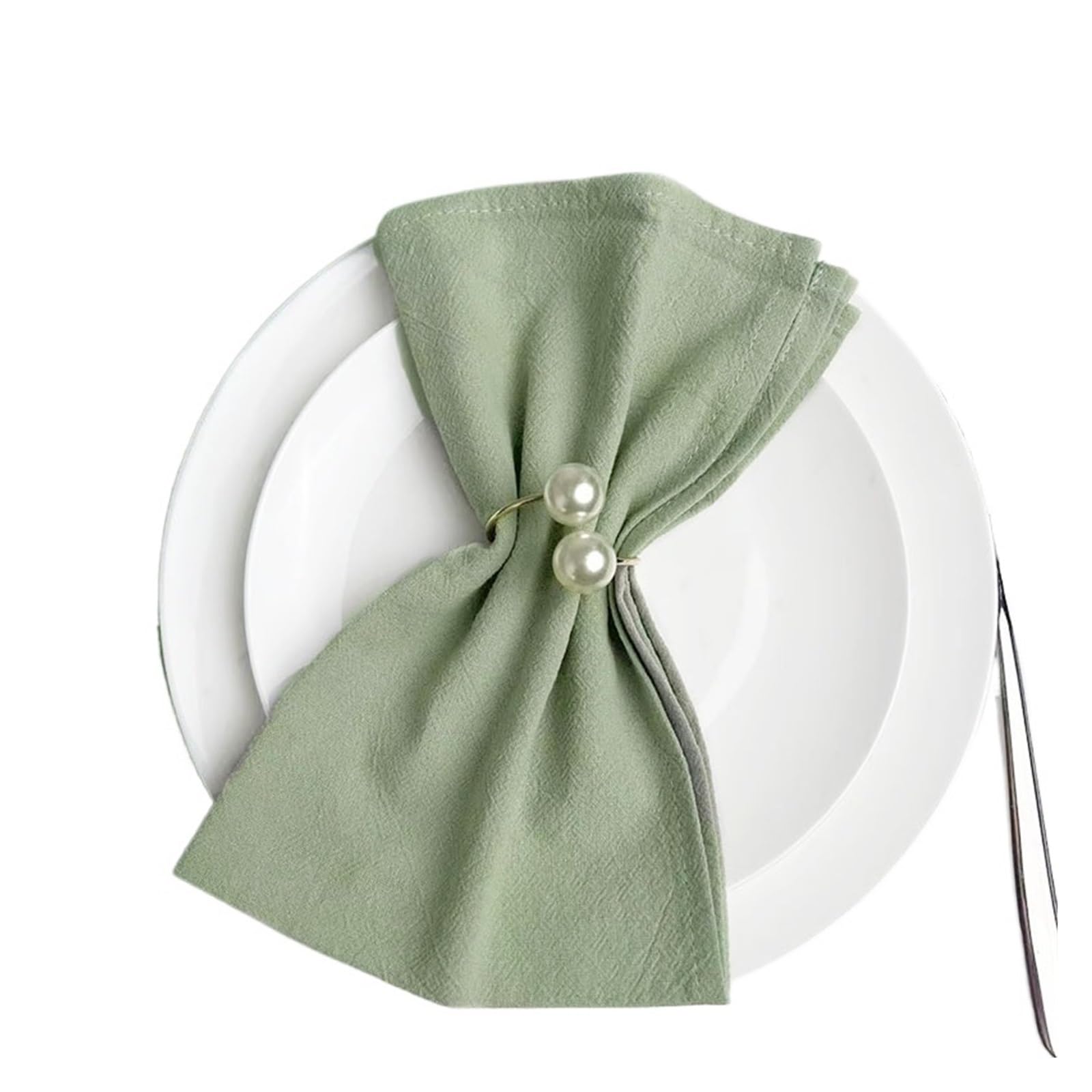 Weqyfdc Light Green Linen Napkins 64Pcs Napkin Cloths Dark Green 30X45cm Cotton Fabric Serviette Kitchen Tea Table Towels For Farmhouse Wedding Decoration(Light Green)