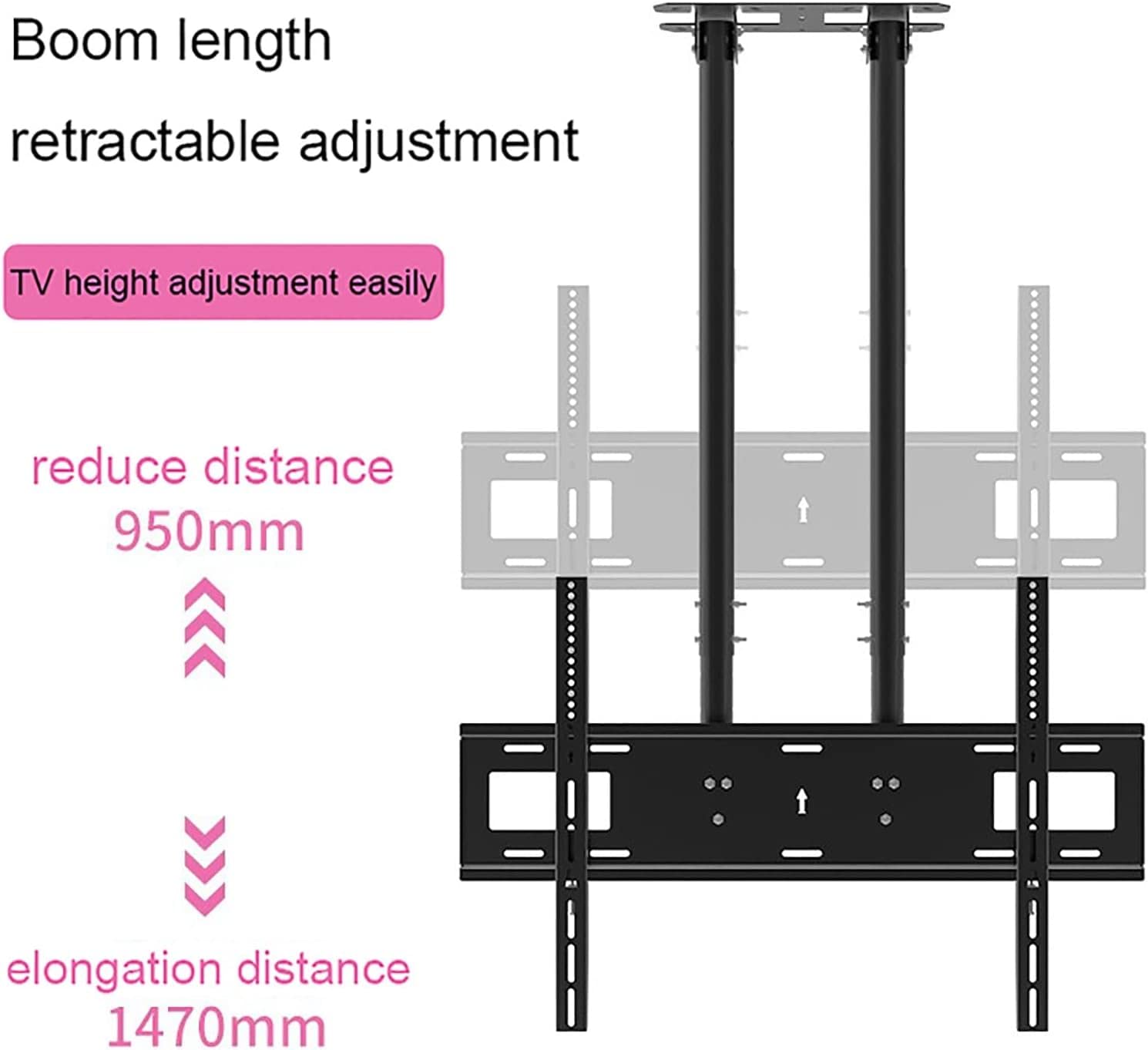 Soporte telescópico para TV de techo para televisores de pantalla plana de 40 a 90 pulgadas, VESA máximo 900 x 600 mm cargado hasta 60 kg