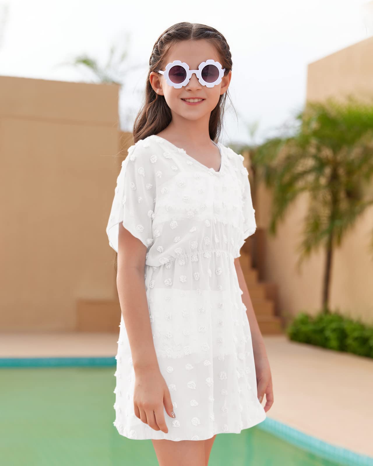 Haloumoning Traje de baño para niña para niños, cubierta de playa, traje de baño, cubierta para traje de baño, bonito vestido de playa