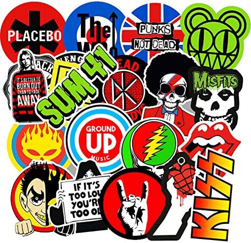 Band Stickers for Rock Music(100pcs),Vinyl Waterproof Stickers for Guitar Bumper Bass Drum Skateboard Motorcycle Travel Suitcase