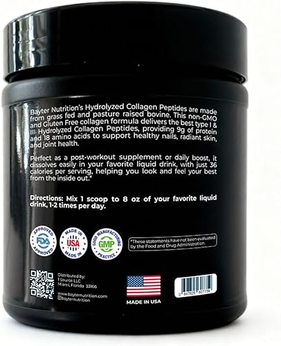 Miniatura 3 de Péptidos de colágeno hidrolizados tipo I y II, sin sabor, 100% alimentados con pasto, bovino criado en pastos, sin OMG, sin gluten, aditivos o