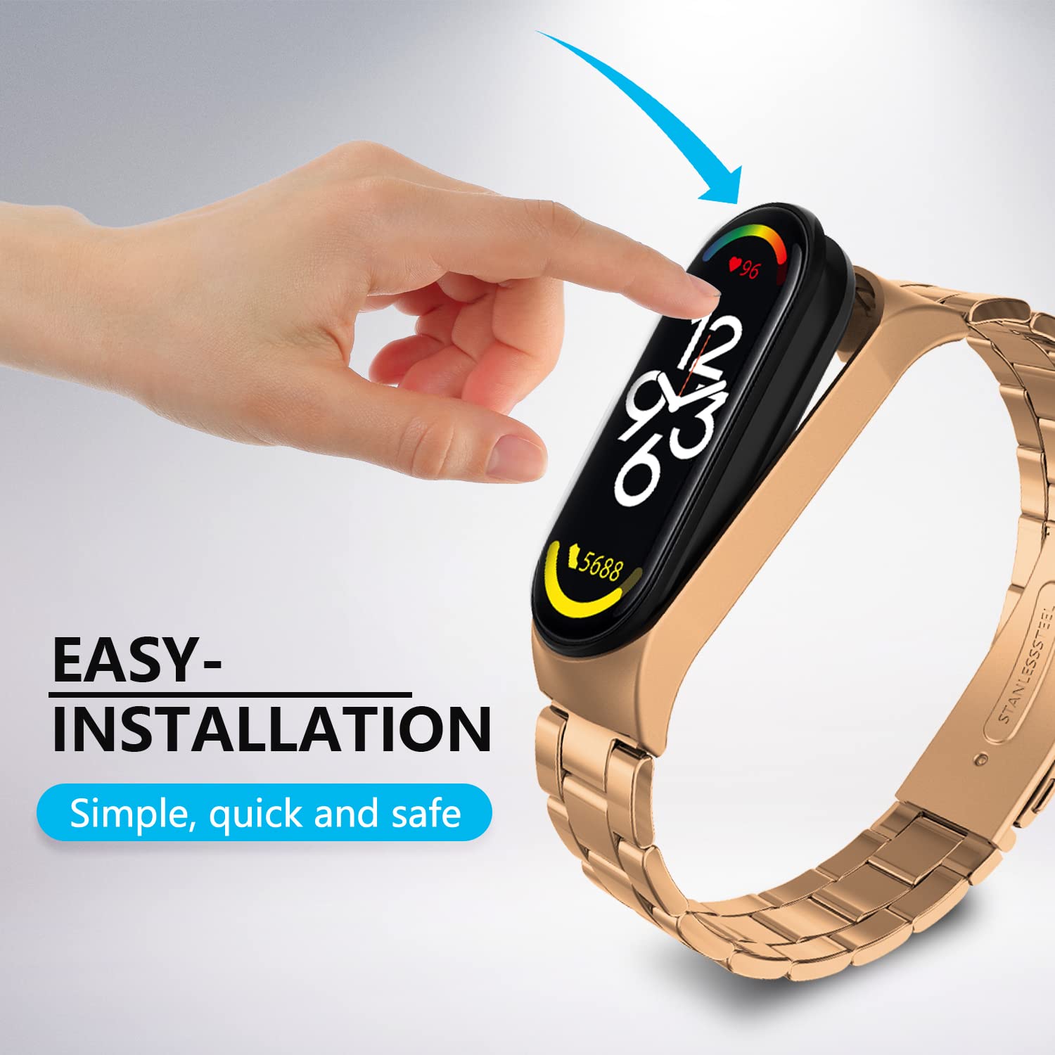 Cinturino in acciaio inossidabile Xiaomi Mi Band 5/6 - Nero