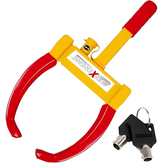 AllExtreme CQ6994B Heavy Duty Anti Theft Wheel Lock Clamp Anti-Theft Towing Parking Boot Tire Claw Adjustable for Auto Car Truck with Two Keys