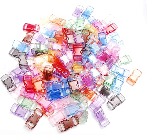 Miniatura 14 de Paquete de 100 hebillas de liberación lateral contorneadas curvadas de 3/8 pulgadas para paracaídas 550 cuerdas de paracaídas, correa para collar