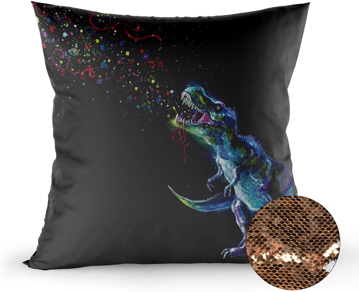 dinosaur sequin pillow