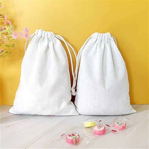 Miniatura 7 de SumDirect 20 bolsas de muselina de algodón, pequeñas bolsas de regalo ligeras blancas, bolsas transpirables con cordón, bolsas de almacenamiento