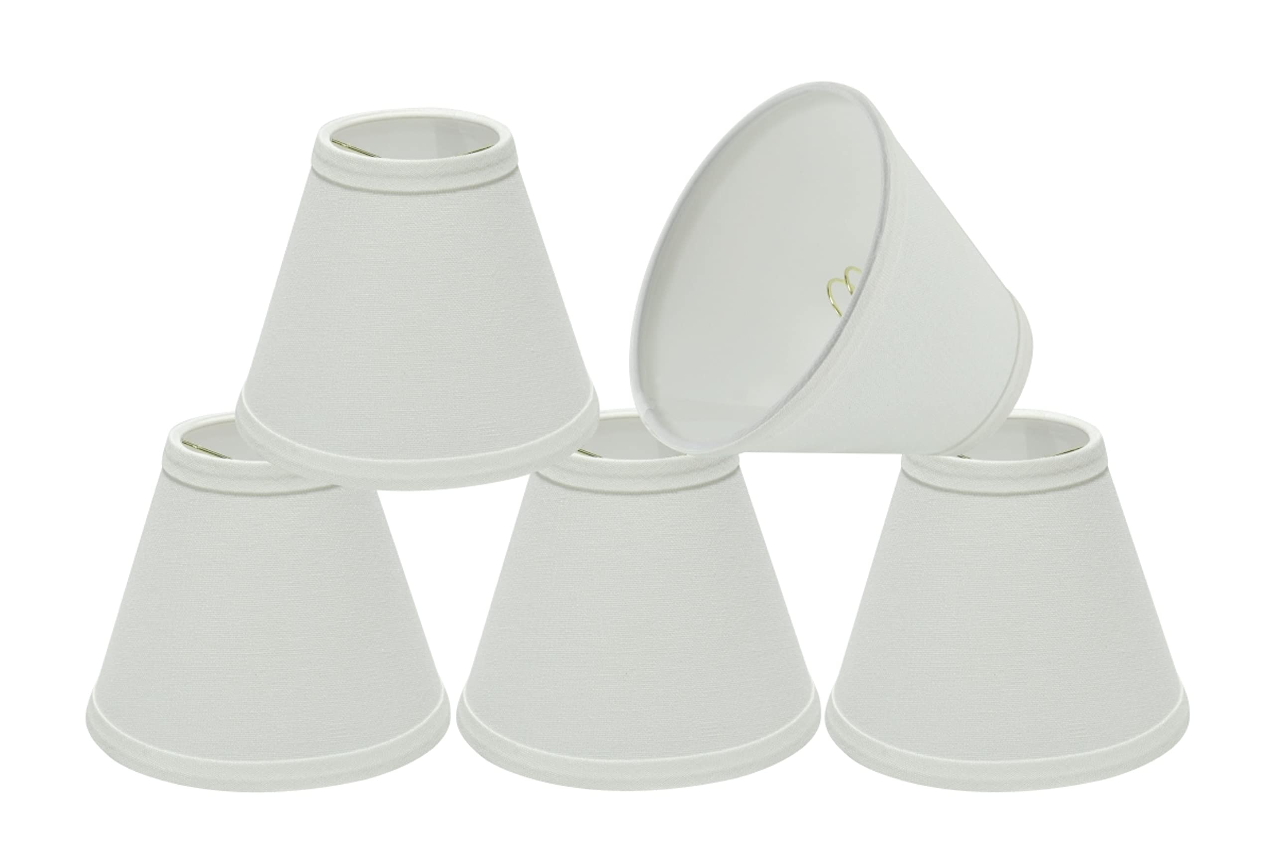 Aspen Creative 32103-5A, Hardback Empire Clip-On Chandelier Lamp Shade, White, 3" Top x 6" Bottom x 5" Slant Height, Set of 5