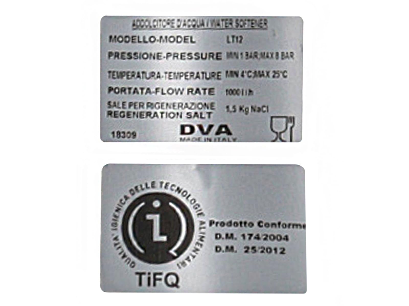 Addolcitore manuale con 2 valvole, capacità serbatoio 12 l, quantità di resina 8,4 l, DVA LT12 3/8"