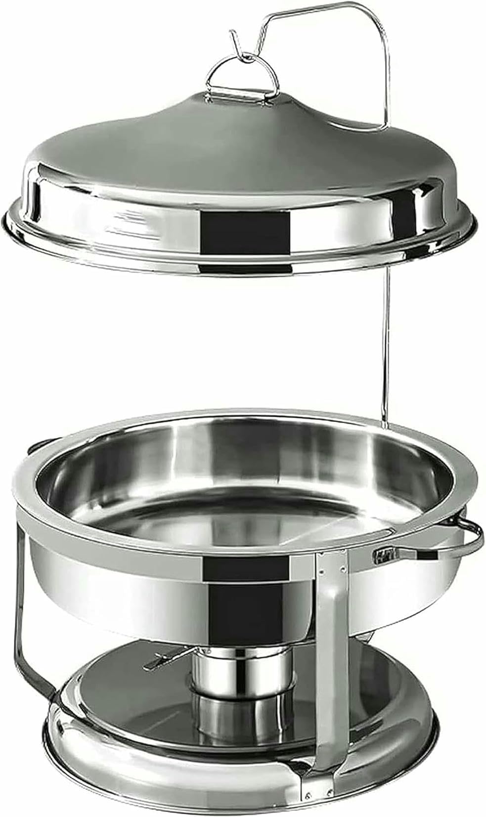 Chafing Dish Rotondo in Acciaio Inossidabile da 9 Litri, scaldavivande e scaldavivande di Dimensioni Standard con Vassoio per Alimenti, contenitori per combustibile e Altri coperchi ~/