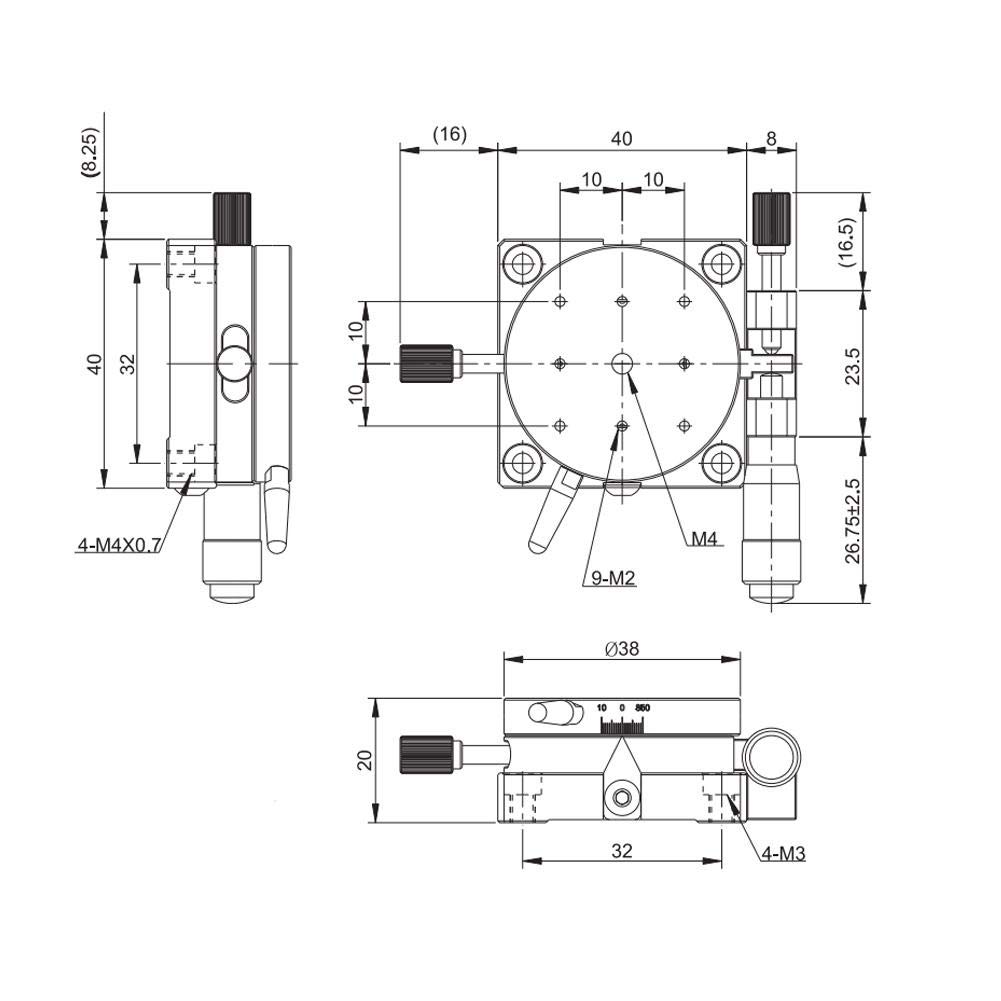 Acogedor 38mm*20mm Manual Rotation Stage,Rotating Precision Bearing Sliding Tuning Stage , Durable,Stable Performance,for Optical Experimental Measurement, Fine-tuning