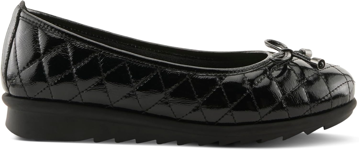 Spring Step Women's BALLEQUINA Flats with Quilted Leather, Bow Detail, and Supportive Wedge
