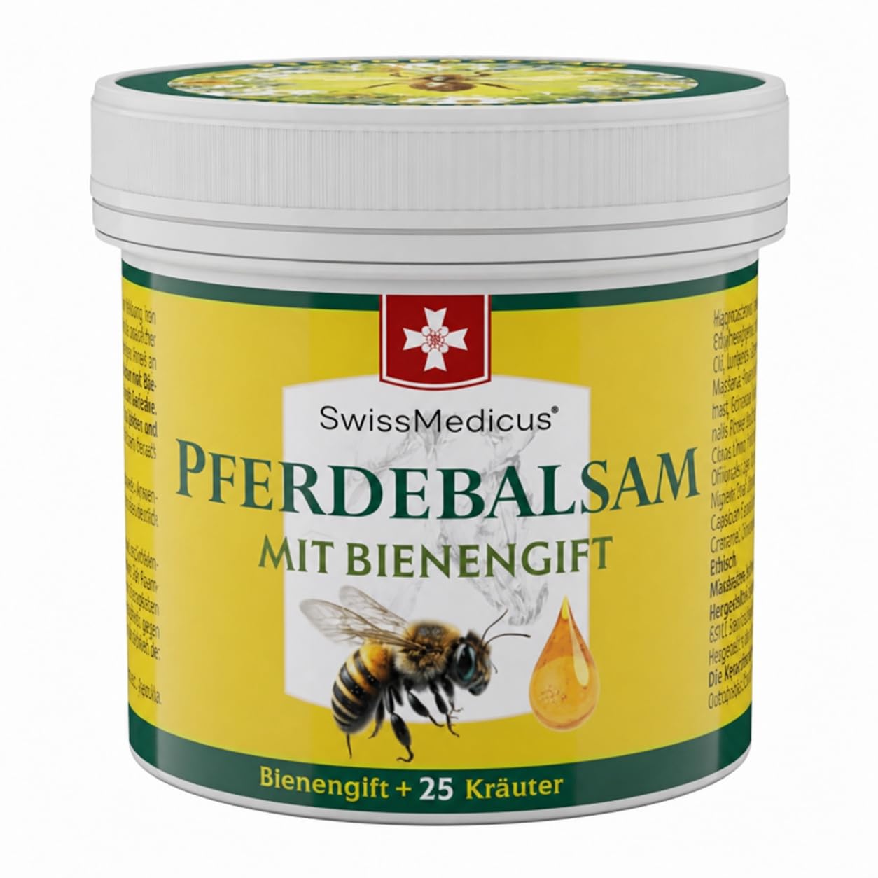 SwissMedicus Pferdebalsam mit Bienengift, 150-ml-Tiegel, 25-Kräuter-Formel