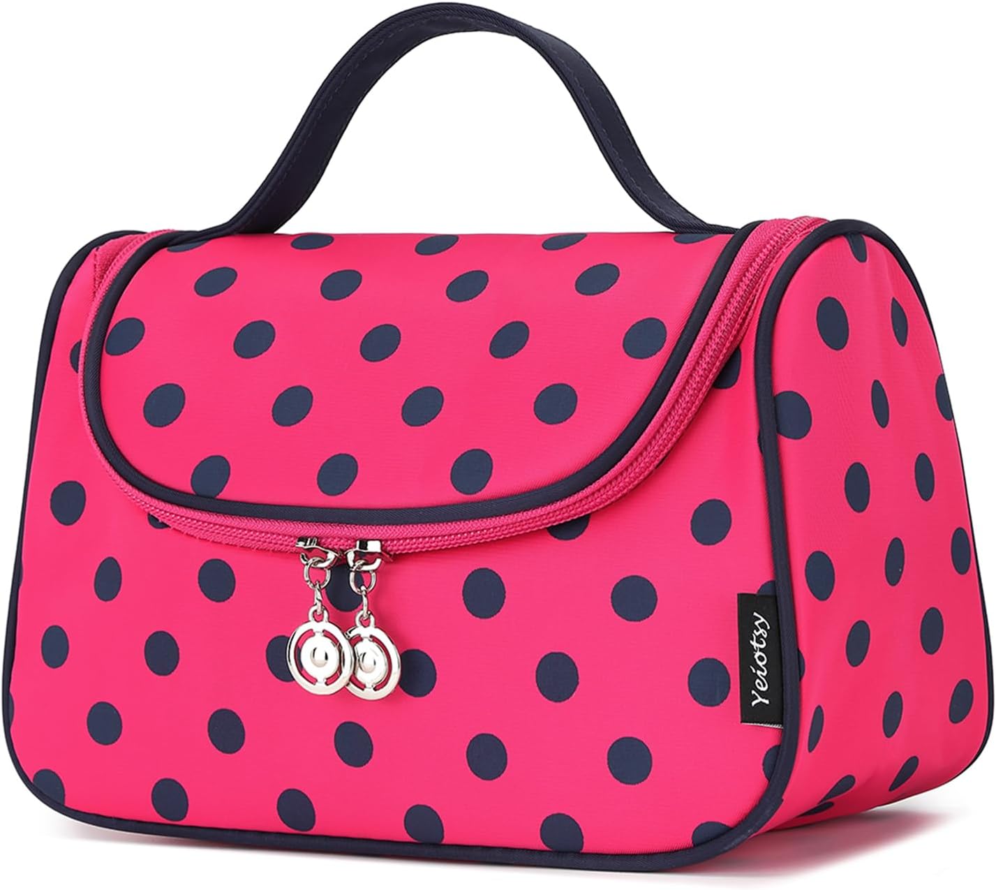 Yeiotsy Travel Cosmetic Bag for Women – Polka Dot Makeup Bag Organizer & Hanging Toiletry Bag