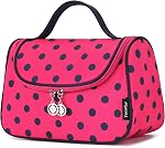 Yeiotsy Travel Cosmetic Bag for Women – Polka Dot Makeup Bag Organizer & Hanging Toiletry Bag (Navy Blue)