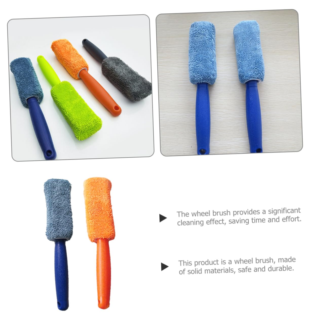 SOLUSTRE 4 Set Spazzola per Pneumatici in Microfibra con Manico Lungo Detergente per Ruote Pulitore per Cerchi Posto A Sedere Scopa Kit Spolverino Spugna Gel Lavatrice Plastica 2 Pezzi * 4