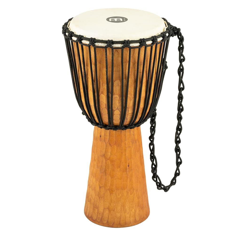 Djembe Hand Drum Circle Instrument, Carved Mahogany Headliner Series — NOT MADE IN CHINA — African Mali Weave Ropes, 2-YEAR WARRANTY