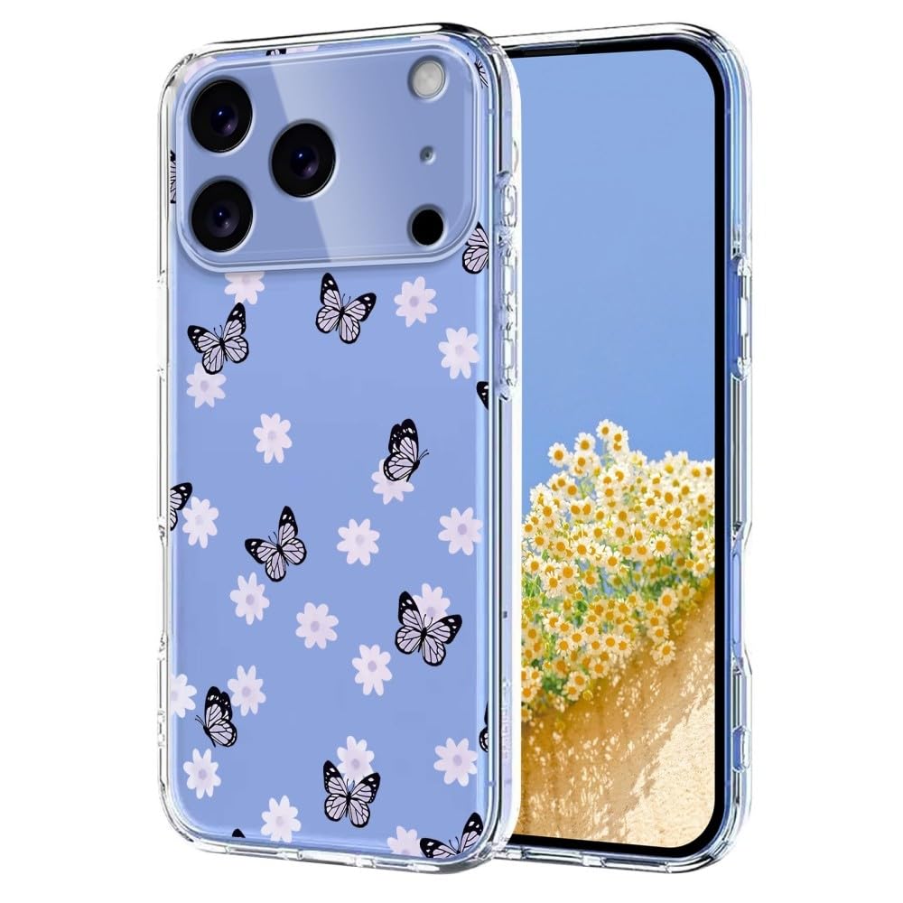 Carcasa genérica compatible con iPhone 15 (color: mariposa pequeña), funda de silicona transparente a prueba de golpes, diseño floral