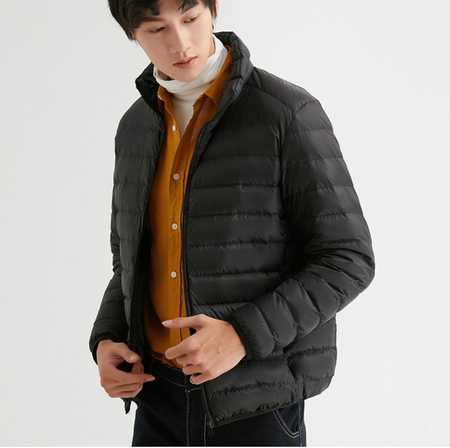 Amazon | [RAMEMO] 冬物 ダウンジャケット メンズ 無地 シンプル 90ダウン アウター ウルトラライト 防寒着 丸首 ダウンインナー 保温ブルゾン  暖か ショート丈 軽量 ライナー ビジネス カジュアル 普段使い アーミーグリーン S | コート・ジャケット 通販 [RAMEMO] 冬用 メンズ ダウンジャケット 90ダウン ウルトラライト 防寒着 アウター 立襟 保温 撥水 暖か 防風ブルゾン