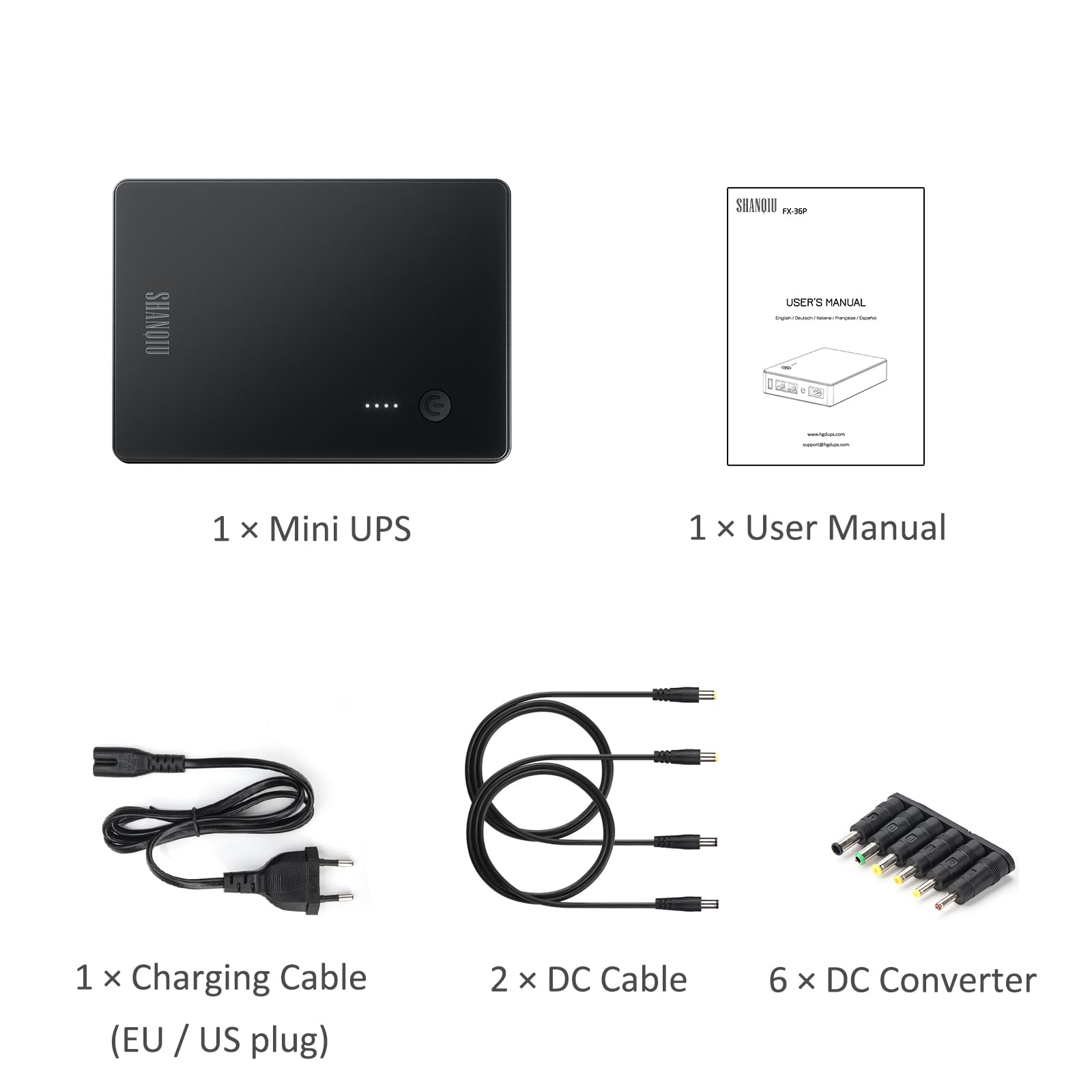 Mini UPS mit Gigabit POE für Router, Modem, Überwachungskamera, Eingang AC Ausgang 5V USB 12V DC und 48V POE (1000Mbps)