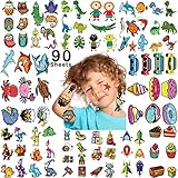 90 Sheets Waterproof Temporary Tattoo For Kids Boys and Girls, Dinosaur Sea Animal Vehicle Funny Cut