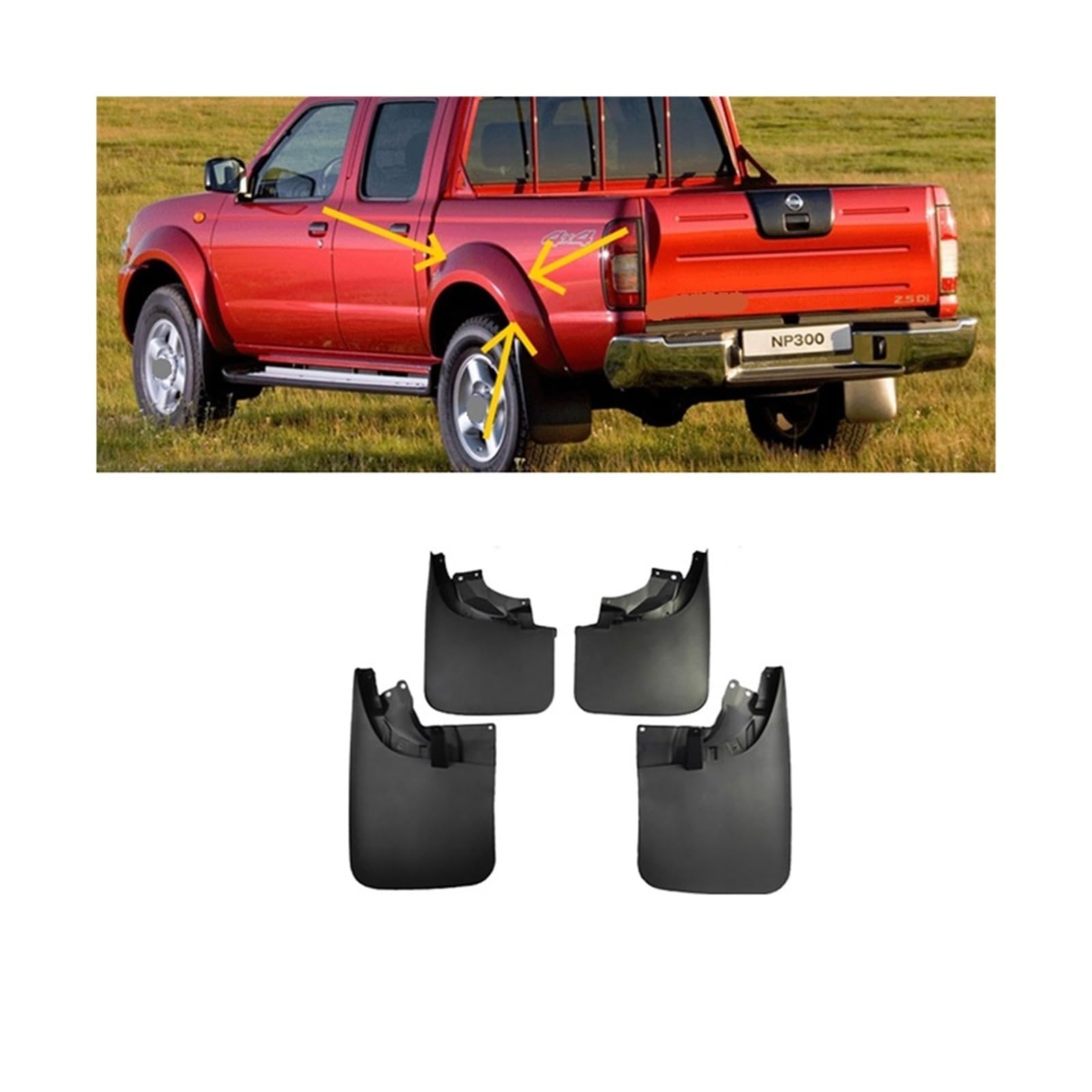 Mudguards Compatible for Nissan Navara NP300 Pickup D22 1998~2004 2005 2003 2002 Mud Front Wheels Fender Mudflap Car Accessories 2000 (Color : Wheel Eyebrow)